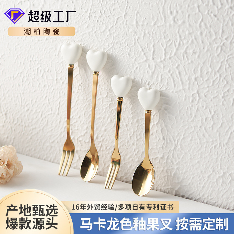 新款勺子不鏽鋼高顏值叉勺貼花尺寸可按需定製家用咖啡勺叉子訂做