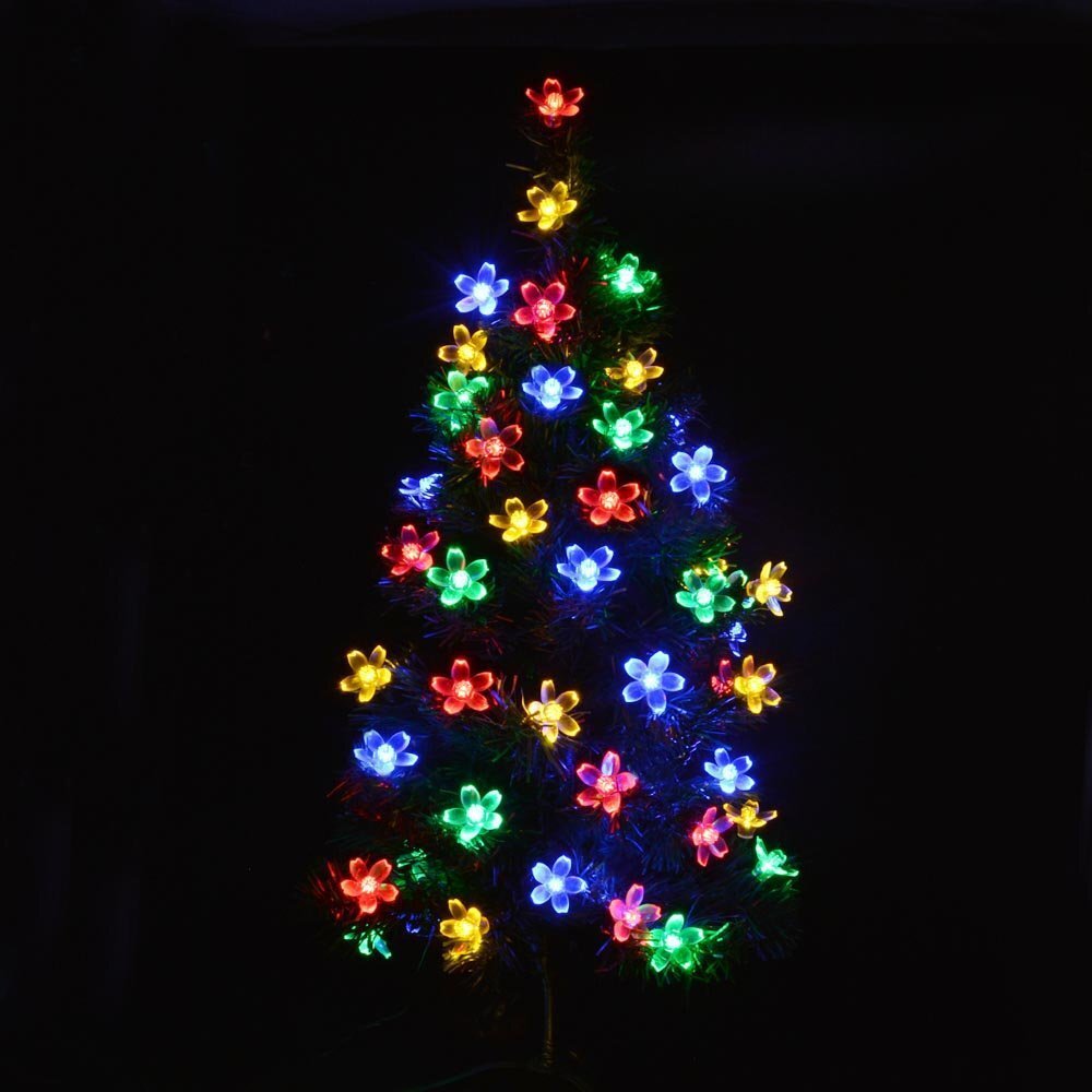 Cross-border, single-system solar cherries with petals, outdoor lighting garden decorations.