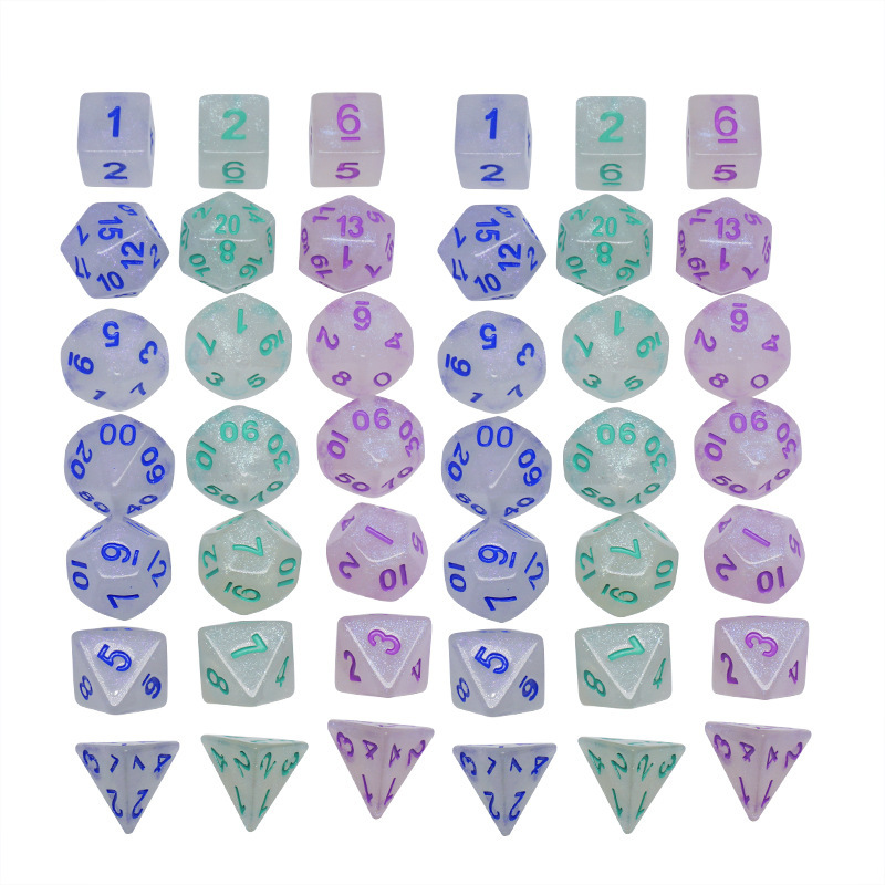 Wholesale multihedrus digital dice, seven multi-faceted dice set of table-swap parts, early learning sifts.