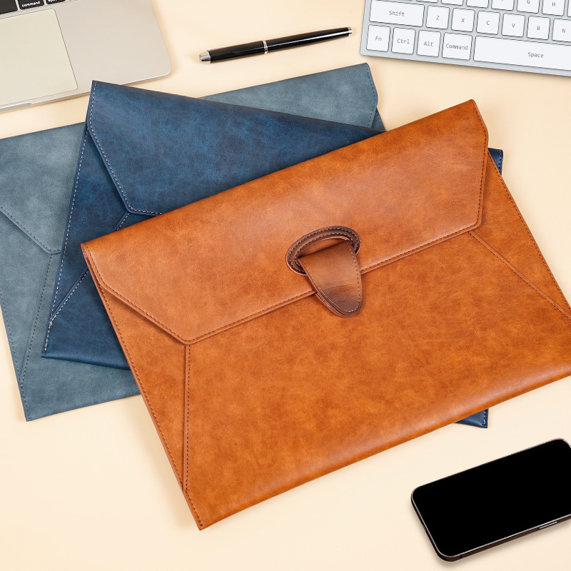 A4 Business Document Package Customised Leather Archive Bag Waterproofing Condensable Pocket