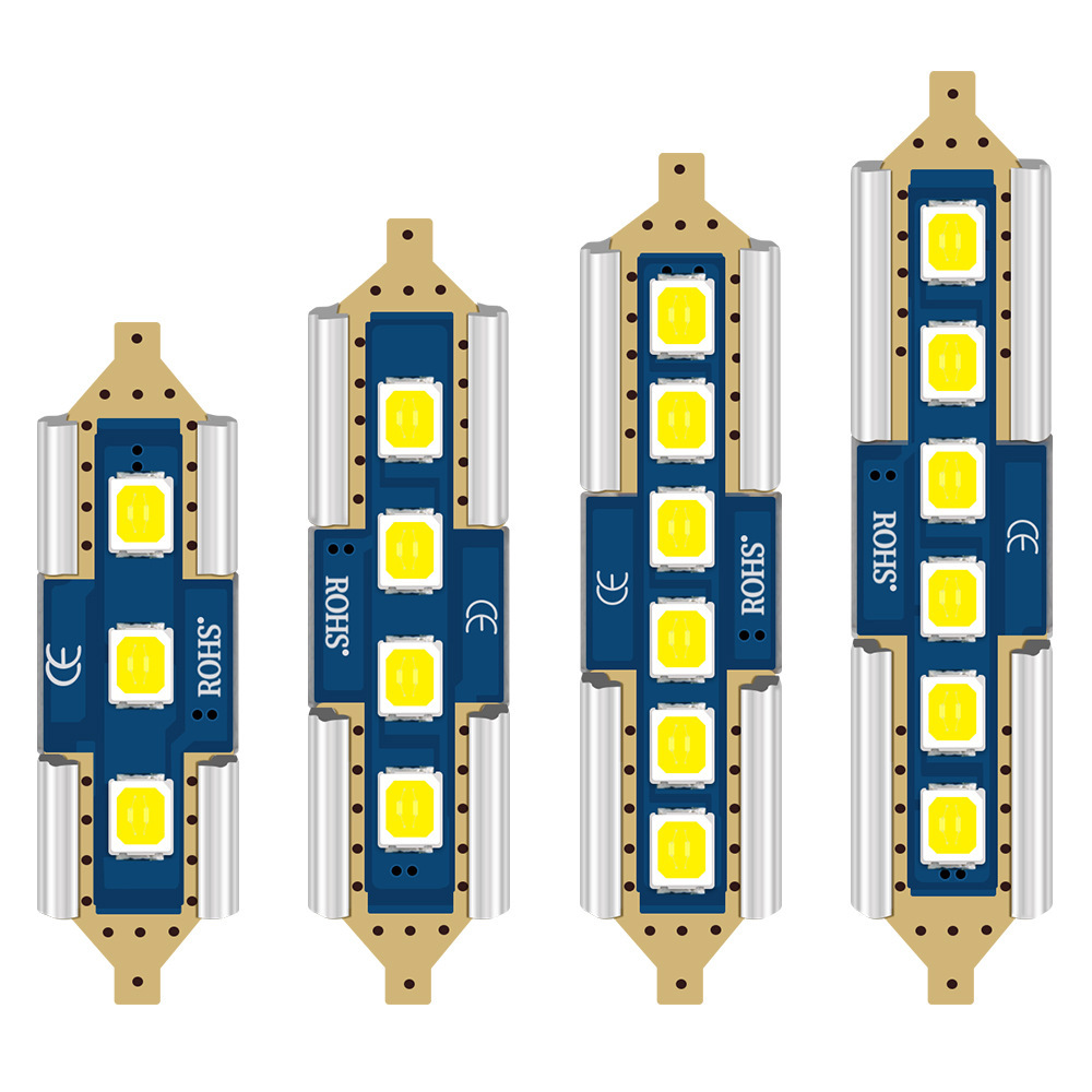 双尖阅读灯CANBUS汽车led解码牌照灯3030-31mm-42mm宽压双尖灯