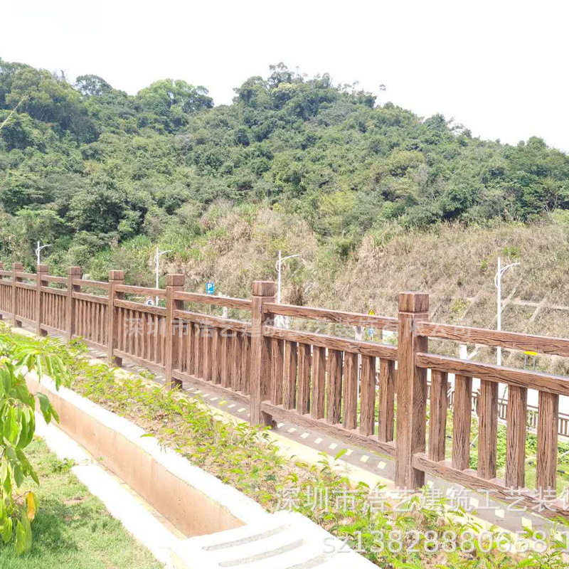 Shenzhen wood railings, cement wood railings, concrete wood shielding factory spotable