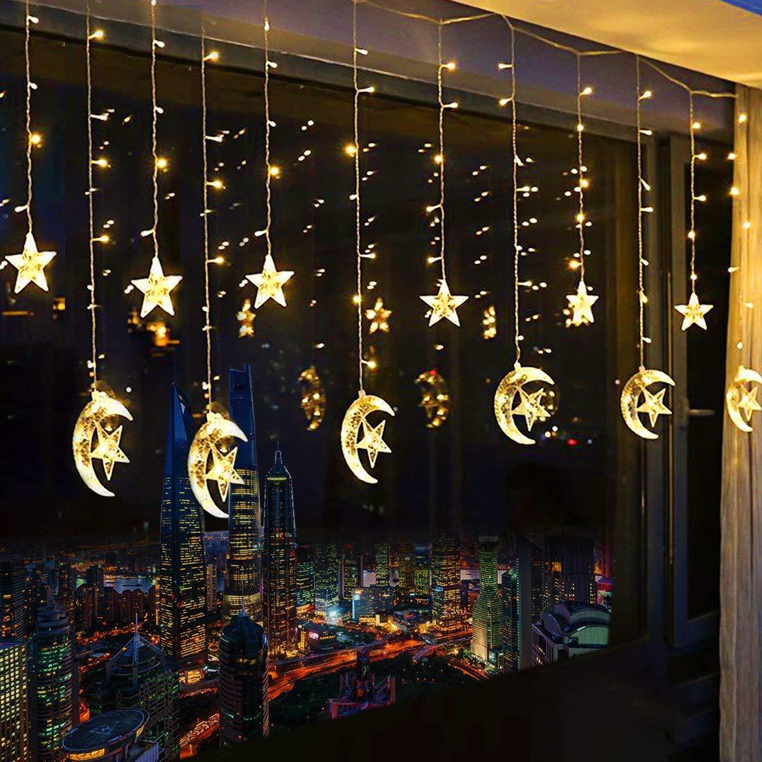 Cross-border supply, low-pressure star drapes, 138 lights, hooks, ice strips, mother-in-law.