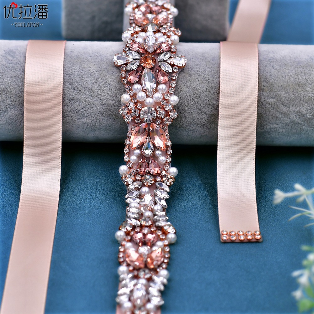 Yolapan S442 Water Drilling Belt, Pink Drilling Bride Fashion, Wedding Clothes.