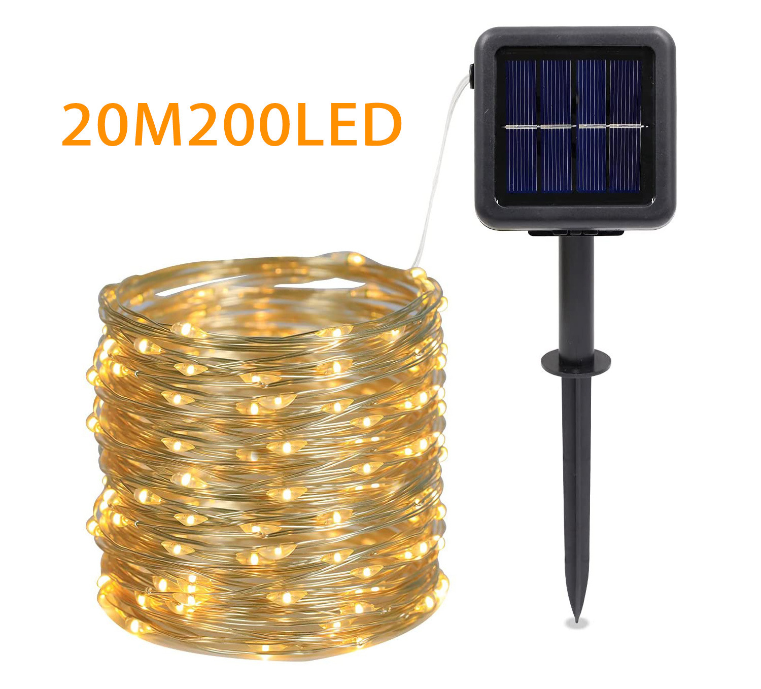 Cross-border copper line with 20 m and 200 m of solar light and outdoor lighting for Christmas garden decoration