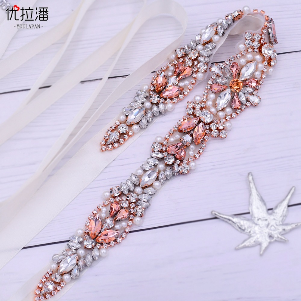 Yolapan S442 Water Drilling Belt, Pink Drilling Bride Fashion, Wedding Clothes.