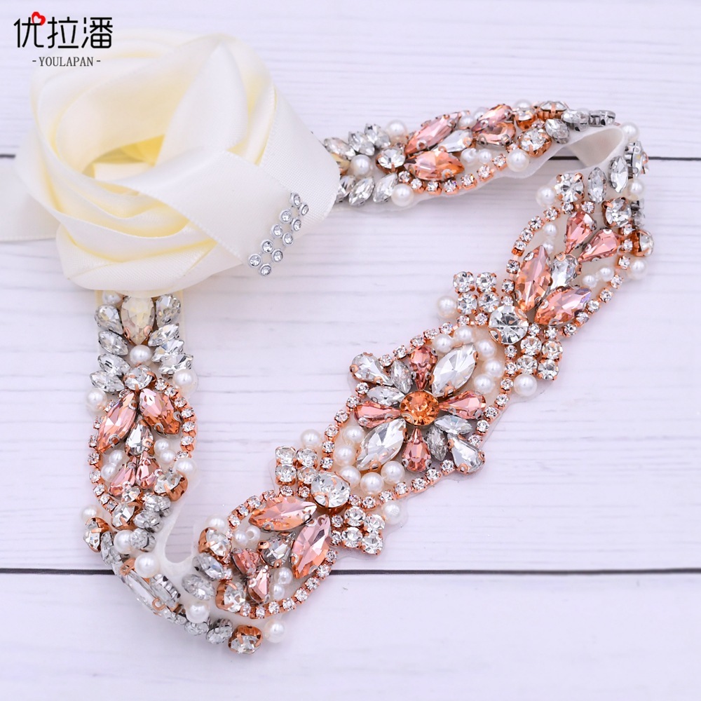 Yolapan S442 Water Drilling Belt, Pink Drilling Bride Fashion, Wedding Clothes.