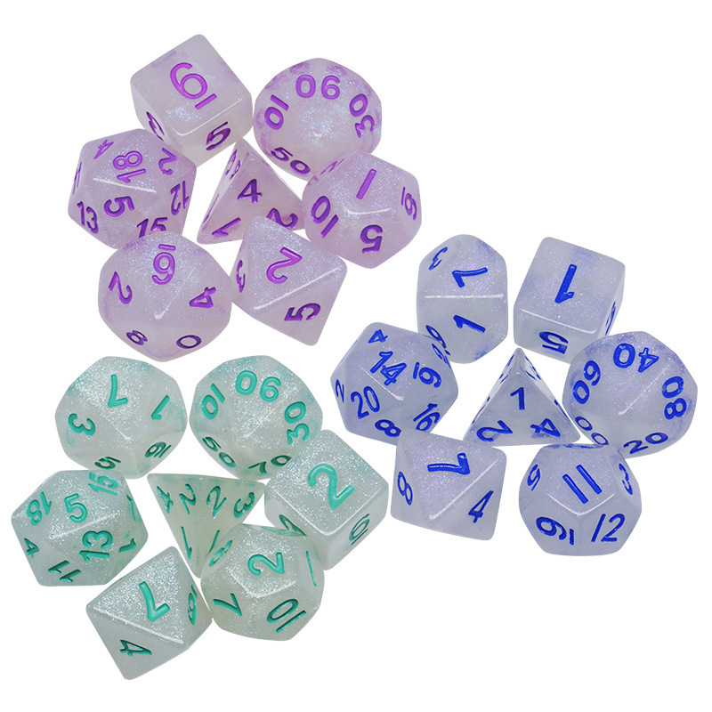 Wholesale multihedrus digital dice, seven multi-faceted dice set of table-swap parts, early learning sifts.