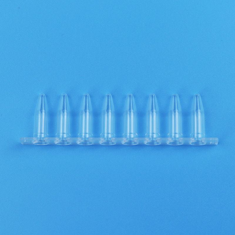 0.2ml PCR 8 Drain + flat cover Transparent Blanket-free enzyme-free polypropylene material manufacture