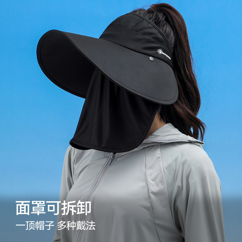 The mask can be removed by the tanning-fishing-cap lady in the summer from the UV sky.