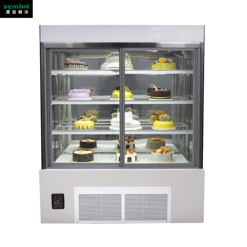 The commercial cake cupboard cooler shows the cooler cupboard, the cold-winded fruit-cooked cupboard, the Mussie colder.