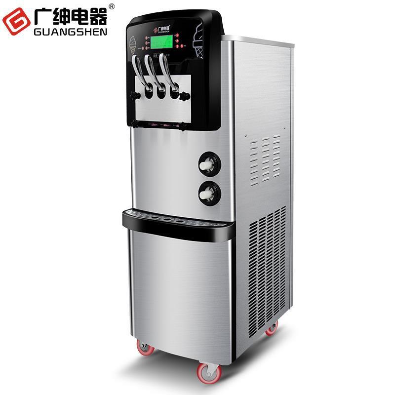Máy làm kem điện Guangjie, thiết bị kinh doanh cửa hàng trà sữa, máy nén đôi làm kem ốc quế, bảy ngày không có ba màu.