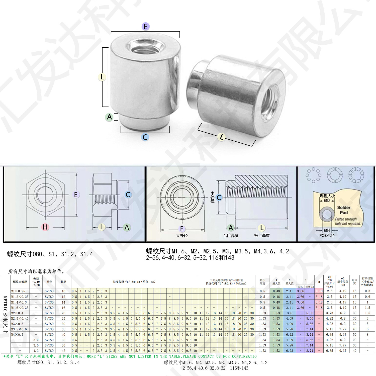 SMTSO-4.2 copper-plained tin-rayed poached screws with no screwdriver-free separation column smt