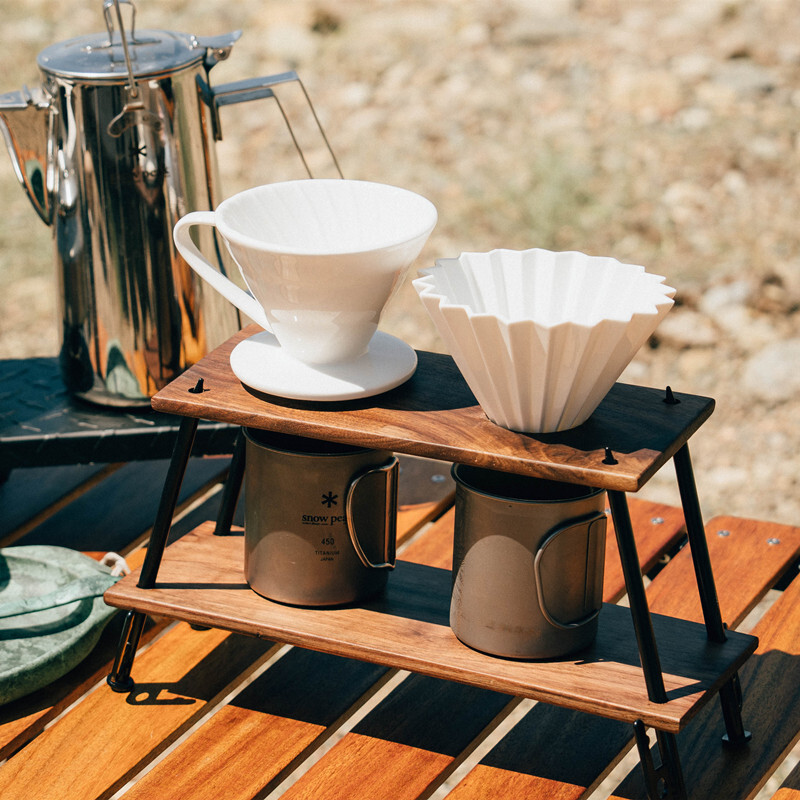 Outdoor wood player camping for coffee racks, black walnut wood player pouring cups for coffee