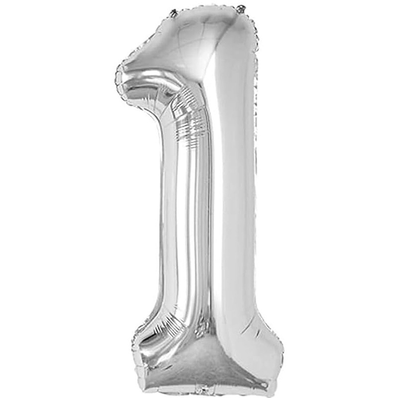 32-inch silver-colour digital aluminum balloon 0123456789 birthday scene setup for helium balloon wholesale