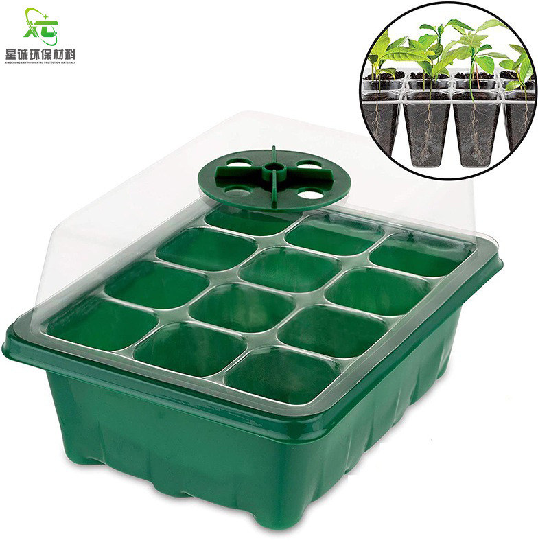 12 lỗ nhựa cây để điều chỉnh ba bộ vườn tại nhà trong không khí bao phủ các hộp gieo