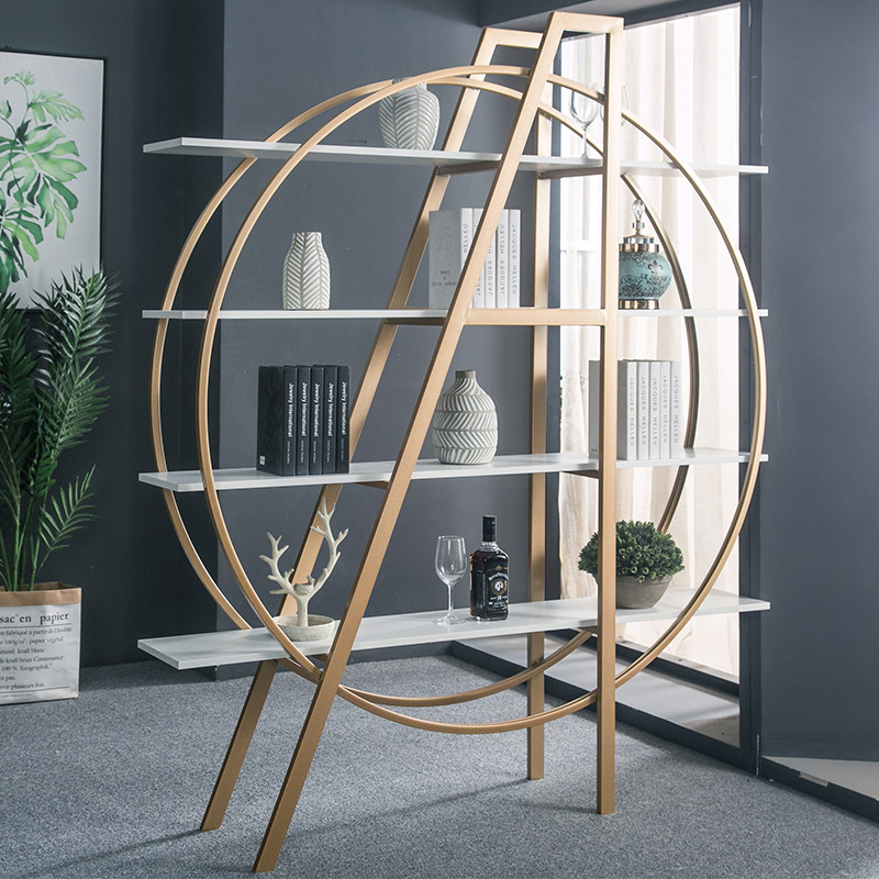 A simple bookcase with a simple floor shelf, with a custom iron partition display shelf break