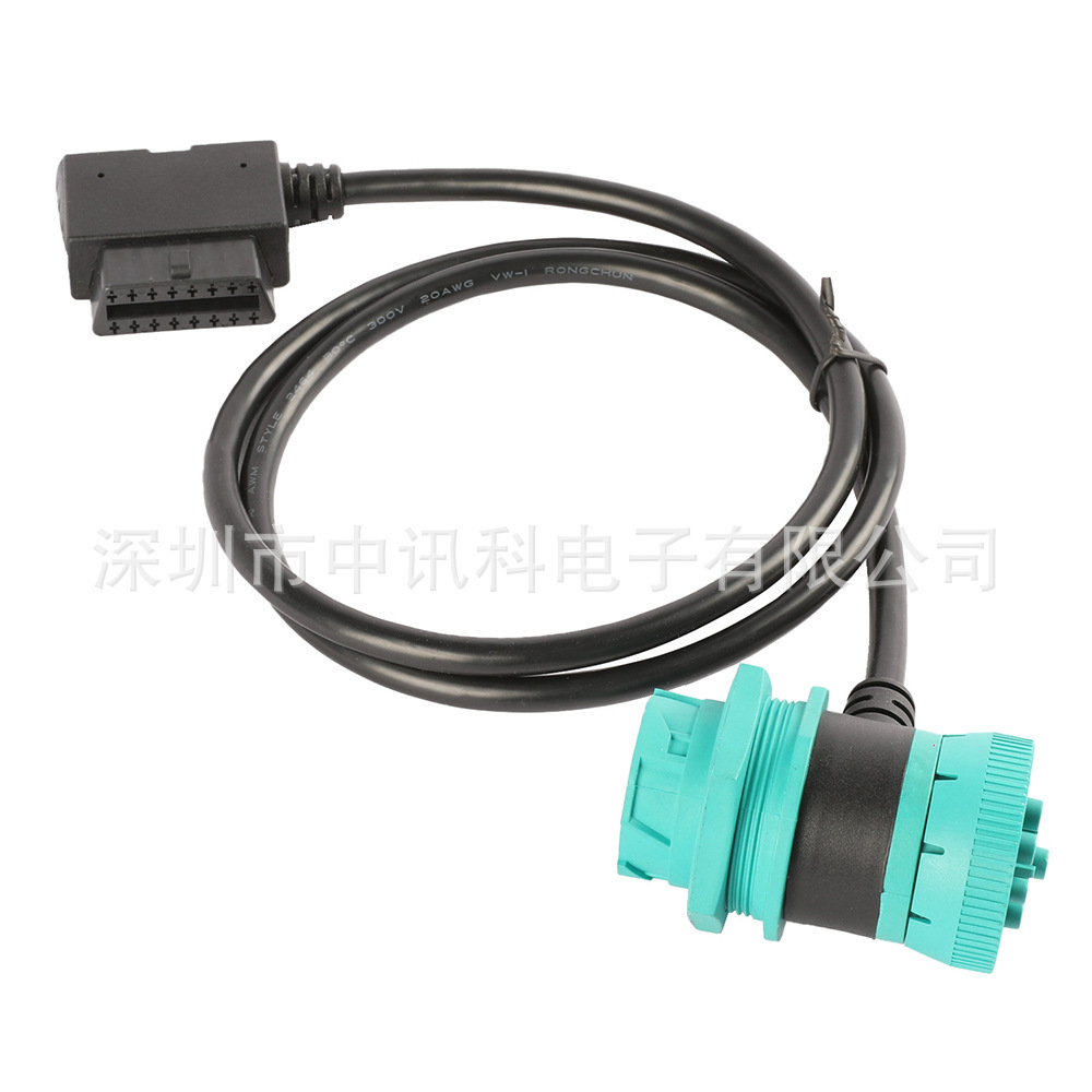 Black DB15 mother to J1939 needle OBD2 connector German ELD Y cable