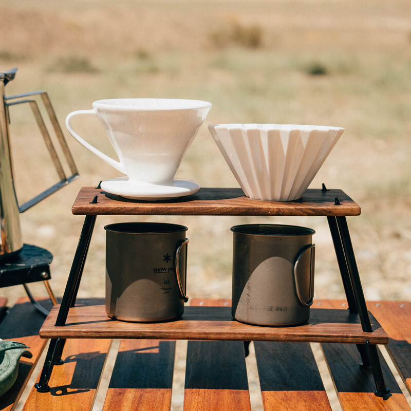 Outdoor wood player camping for coffee racks, black walnut wood player pouring cups for coffee