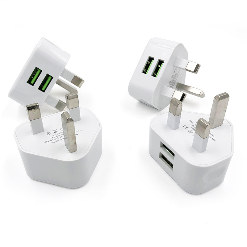 2.1A Double USB Chargeer, Hong Kong Triangular Plug-in Double-Purpose.