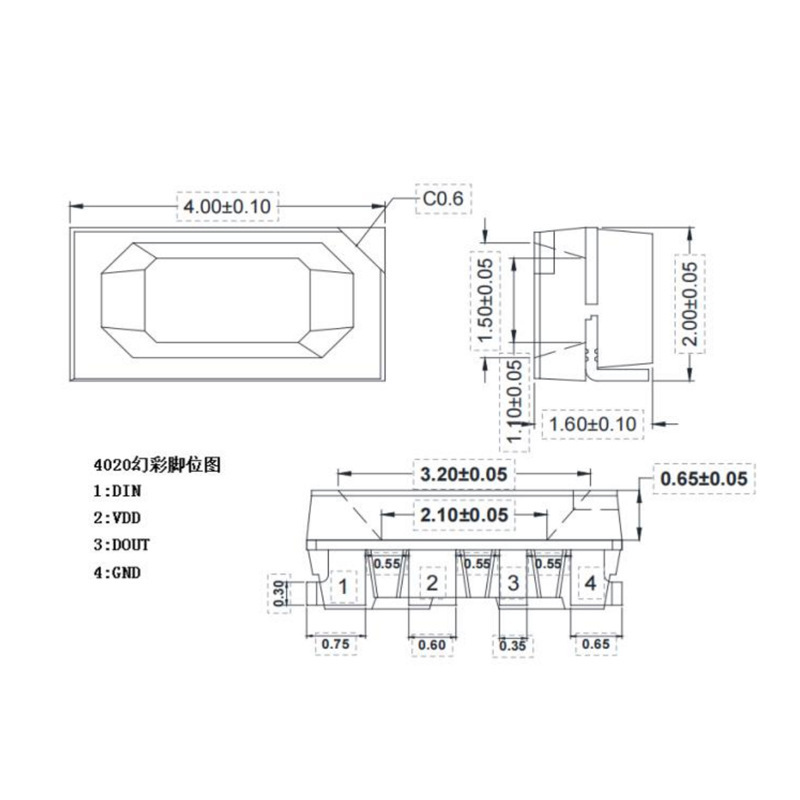 The MT1815S side luminous 4020 glitch rgb light inside the IC single point control