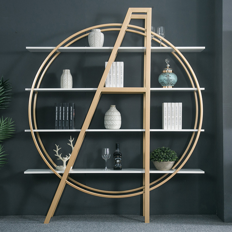 A simple bookcase with a simple floor shelf, with a custom iron partition display shelf break