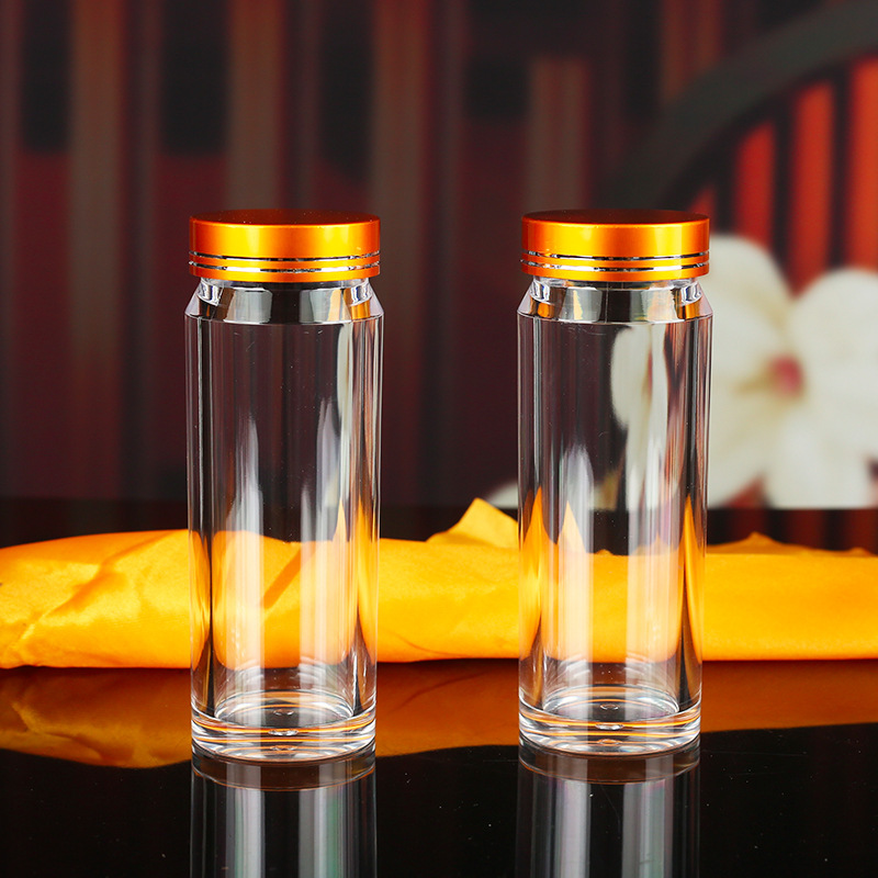 Transparent hard plastic PS plastic glass anti-thrust packaging bottle package 120 CC bottle long