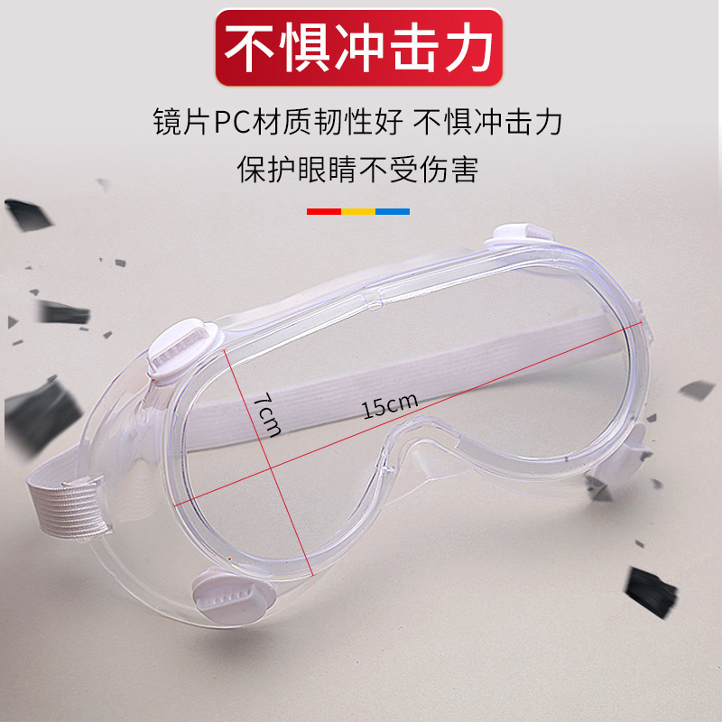 Fog-proof, wind-resistant eyeglasses riding on impact-proof, transparent pc-protective glasses.