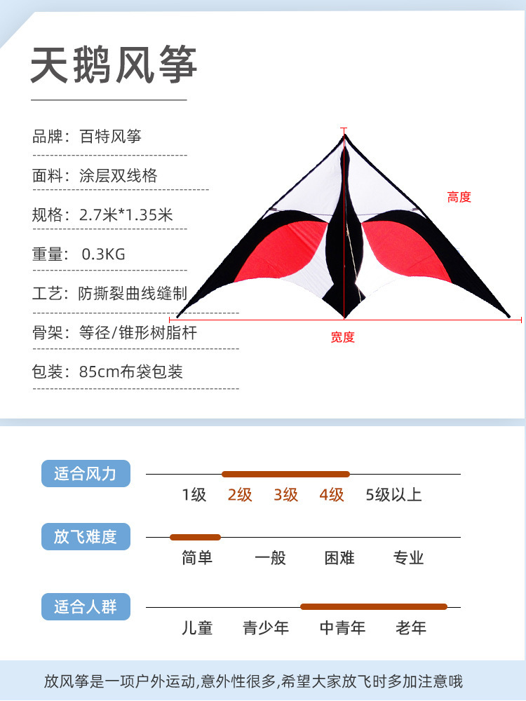 The brand-new black swan blue swan kite.