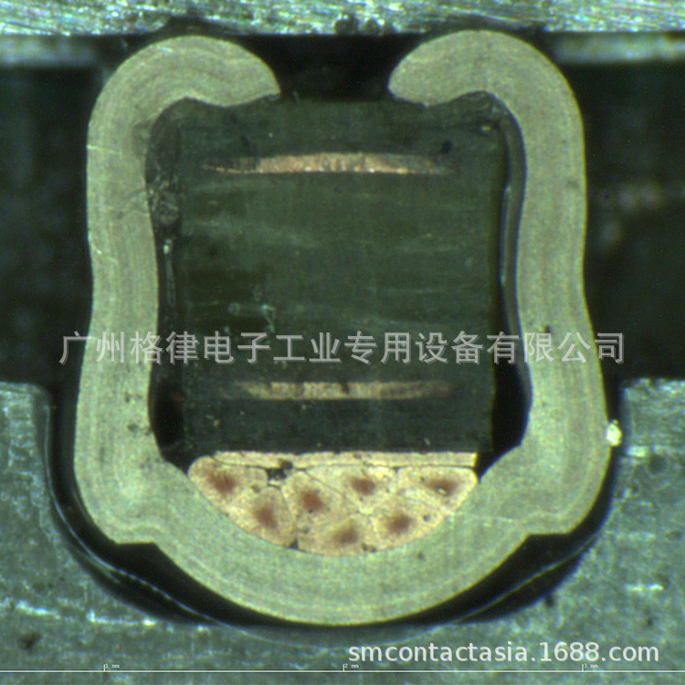 Profiler, large end-section imaging, line-beam cross-section analyser, PCB+ line cross-section sample.