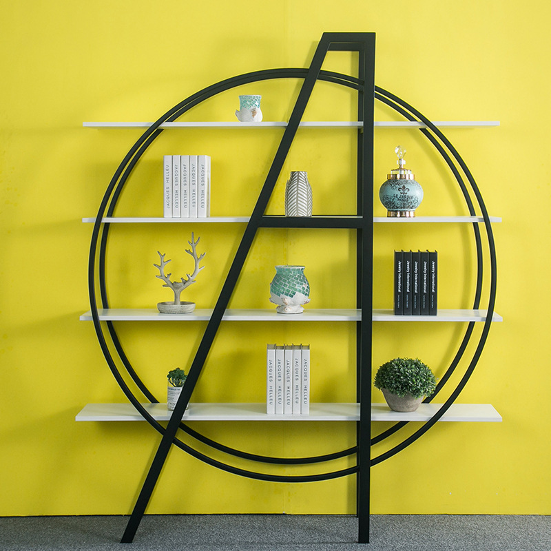 A simple bookcase with a simple floor shelf, with a custom iron partition display shelf break