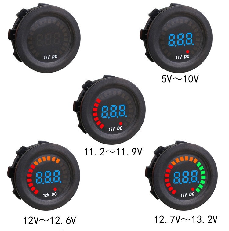 New 12V colour-screen voltage gauge vehicle transformer LED-number voltage voltage table