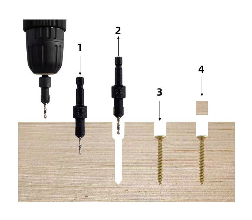 A 1/4-point-point sunk-holed coil screws with a self-attacking screw-done salad alloy.