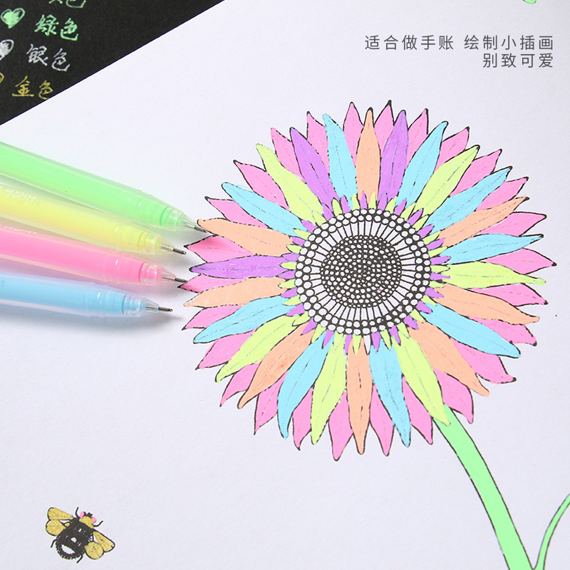 9-color high-light pen set, fluorescent brush for hand-drawing students