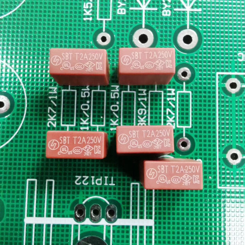 2A 250V red slow-melt square-container, 3.15A250V plugin fuse