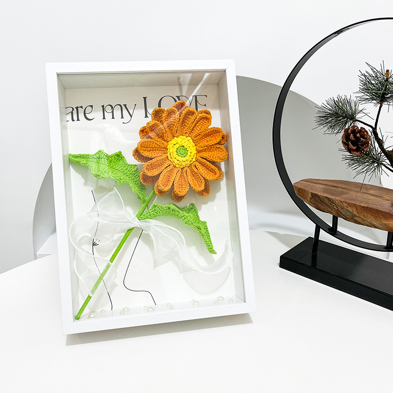 Photo frame hand-weave a styling of a kosher frame made of flowers for a decorated festivities for the desktop bedroom