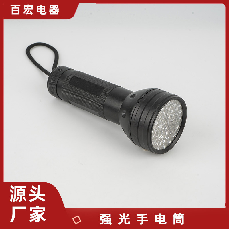 The manufacturer directs 51 LED violet flashlights to check the fluorescent light of money.