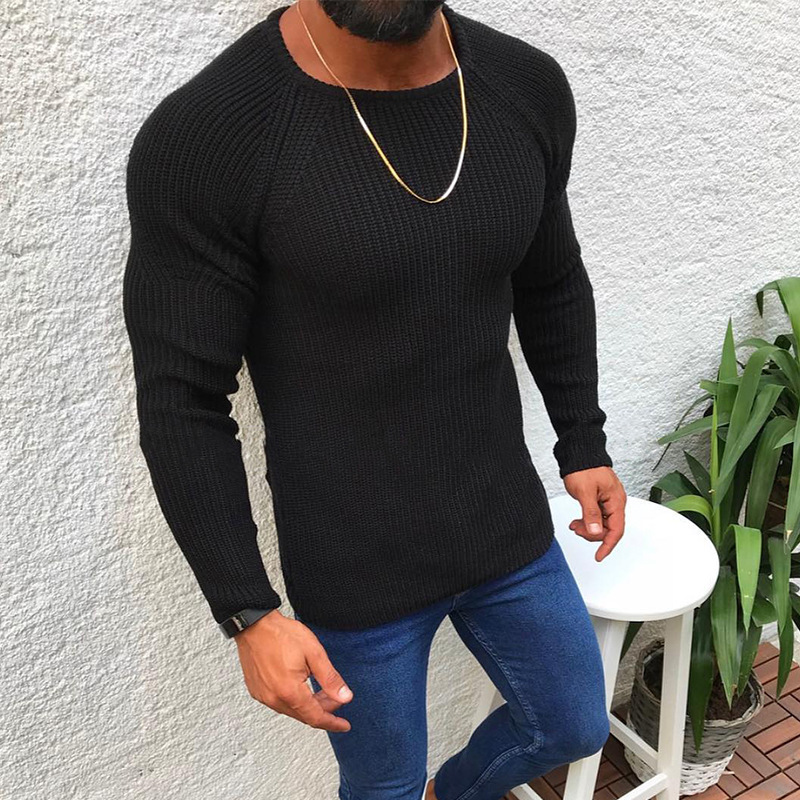 2024 Amazon Cross-border Autumn, Euro-Med, long-sleeved, round-sleeved collar, knitting shirt man.