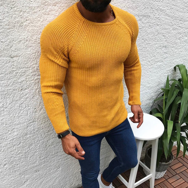 2024 Amazon Cross-border Autumn, Euro-Med, long-sleeved, round-sleeved collar, knitting shirt man.