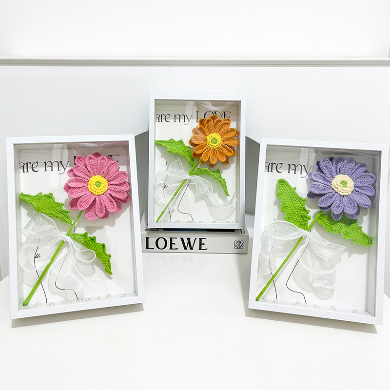 Photo frame hand-weave a styling of a kosher frame made of flowers for a decorated festivities for the desktop bedroom