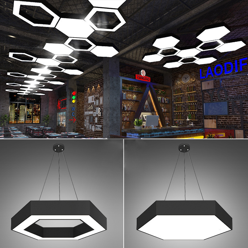 led chandeliers Creative Hexagon chandeliers Concise modern wind industrial wind hive combination office lamps