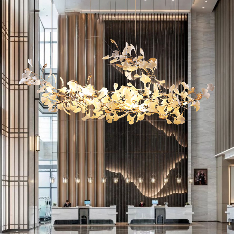 A silver almond chandelier at the Hotel lobby of the Cotttage House Designer