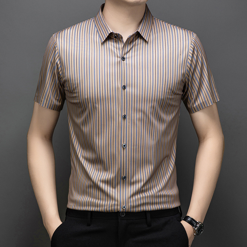 30 Falls and Summer New Year's men's short-sleeve shirt striped with ice cream shirts.