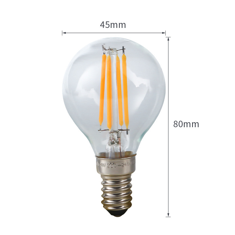 家用钨丝LED球泡灯 个性创意G45清光玻璃灯 室内照明节能球泡灯厂