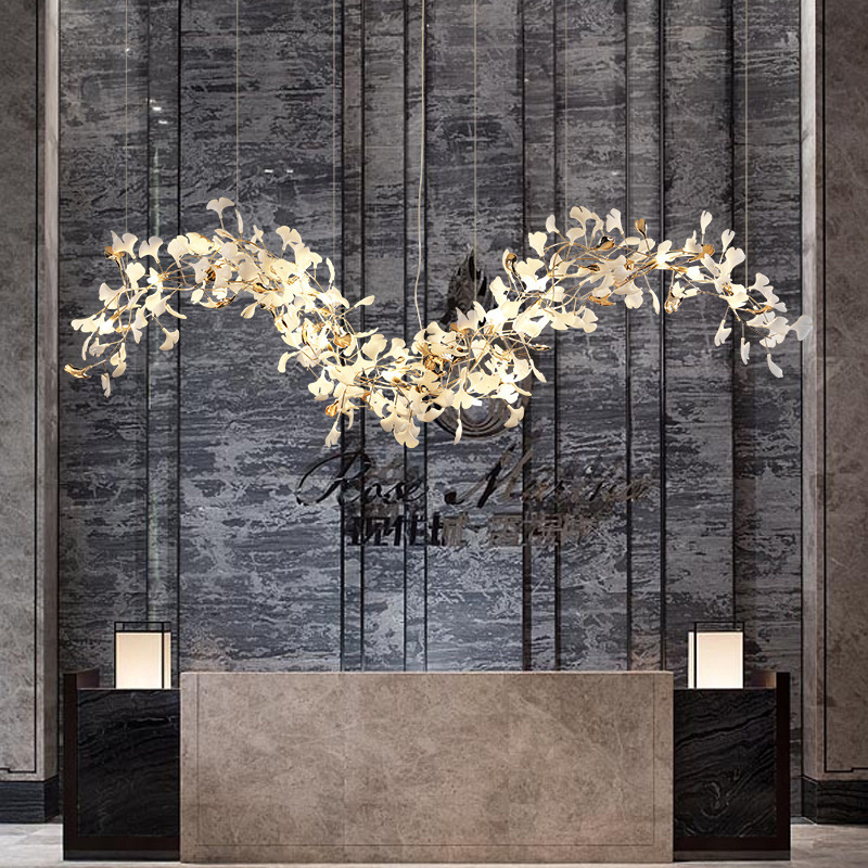 A silver almond chandelier at the Hotel lobby of the Cotttage House Designer