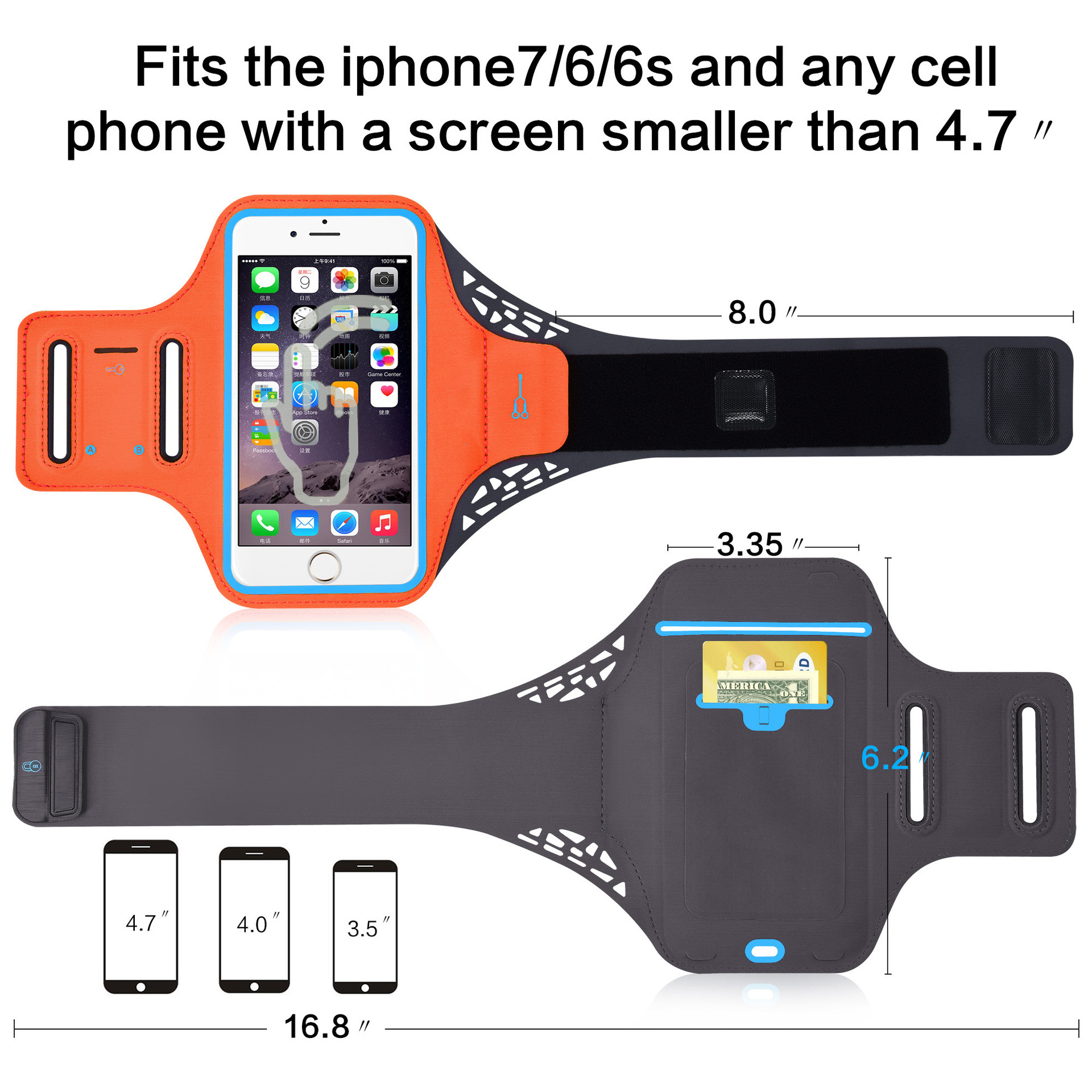 New biker equipment, outdoor sports cell phone arm bag, running hand wrists, handbags, cash-in-hand.