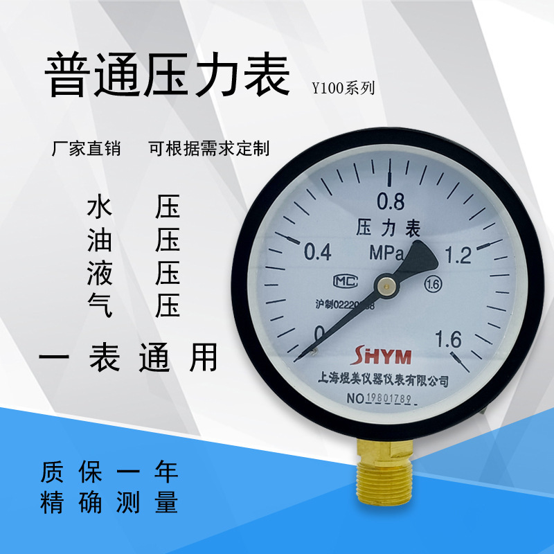 Y-100 M20*1.5 Vacuum negative pressure Hydraulic hydraulic pressure Y100 normal pressure table