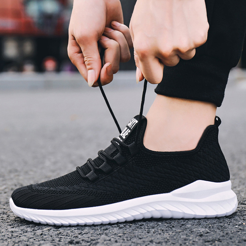Customized sports shoes for new cross-border men's shoes, foreign trade weaving laces and running shoes.