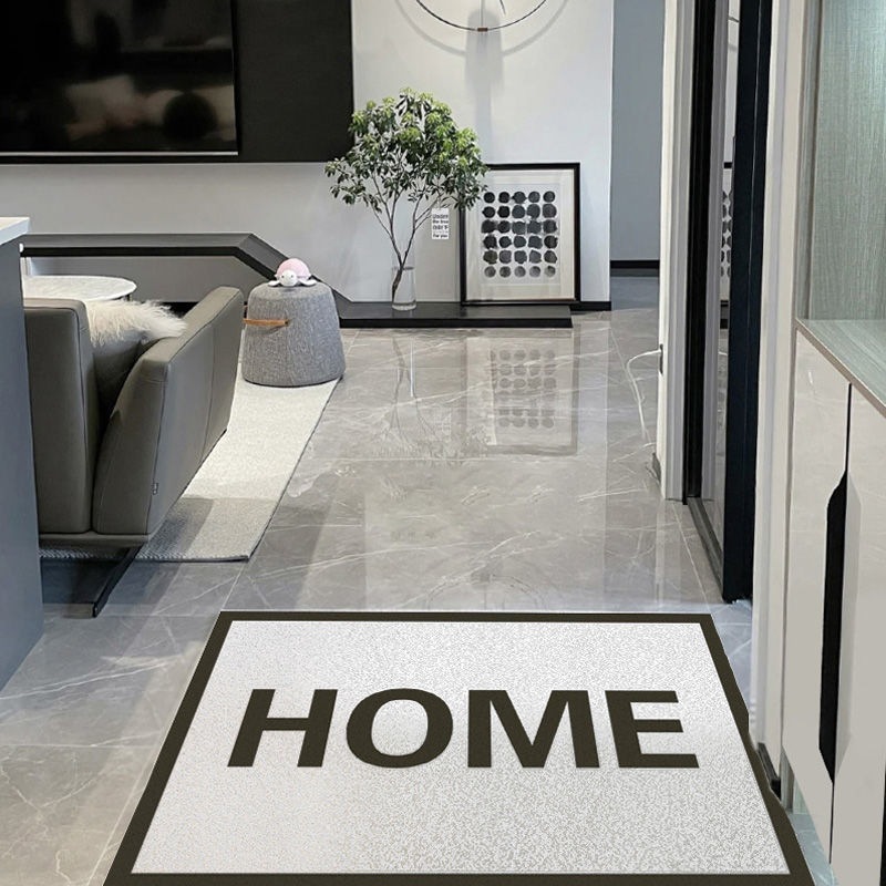 Red HOME black-and-white mats, home bathroom sliding pads, door scratching the sand-clad carpet.