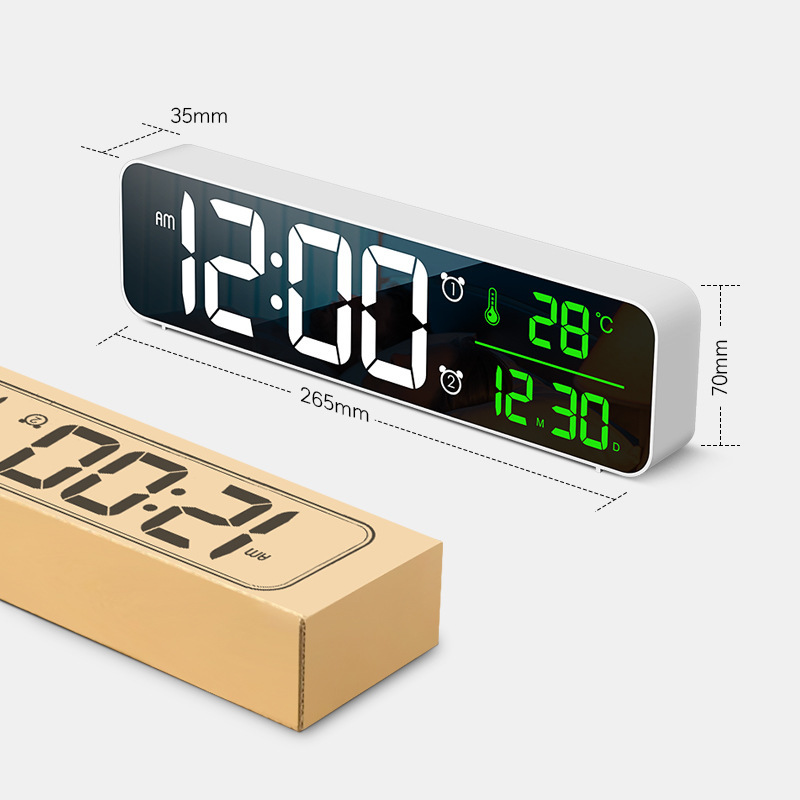 LED digital electronic alarm mirror ABS electronic clocks can be stamped